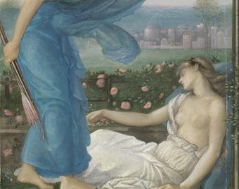 Fabric Panel Angel Fabric panel Angels Cupid and Psyche 1870Edward Burn Jones Craft Quilting  blocks 100% Cotton Applique patches