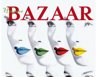 Fabric Panels; Vintage Magazine Cover, Harpers Bazaar Fabric Panel,Quilting/ Applique/ Craft/ Sewing/ 100% Cotton