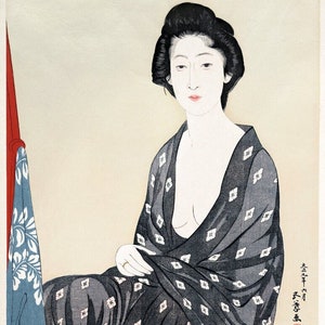 Stoffbahnen; Vintage Japanischer Holzblock Geisha Stoffplatten 4 Handwerk / Quilten / 100% Baumwolle / Applikation