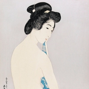 Fabric Panels; Vintage Japanese wood block Geisha Fabric panels  4 Craft/ Quilting/ 100% Cotton/ Applique
