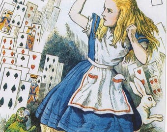Fabric Panels; Alice In Wonderland John Tenniel, Playing Cards  100% cotton/ Quilting/ Applique embroidery sewing