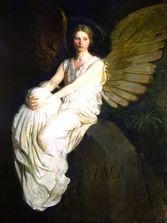 Fabric Panel Angel Fabric Panel Angel 3 Figure (1889) Painting