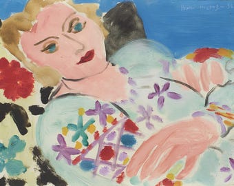 Fabric Panels; Henri Matisse Women The Blouse Verte 1936  fabric  panel Quilting blocks 100% Cotton Applique patches