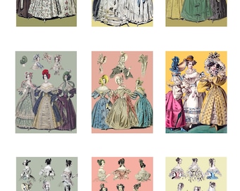 Panels x9; Victorian Fashion , Vintage Fashion Digital Download