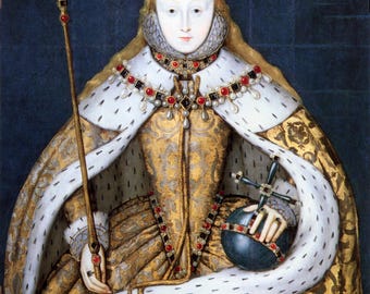 Fabric Panel of Queen Elizabeth  1 1559  Royalty fabric   Blocks 100% cotton applique  quilting fabric .