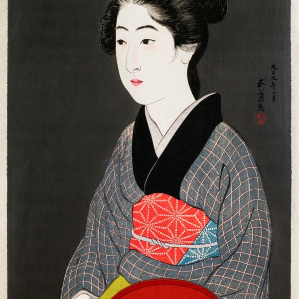 Fabric Panels; Vintage Japanese wood block Geisha Fabric panels 3 Craft/ Quilting/ 100% Cotton/ Applique