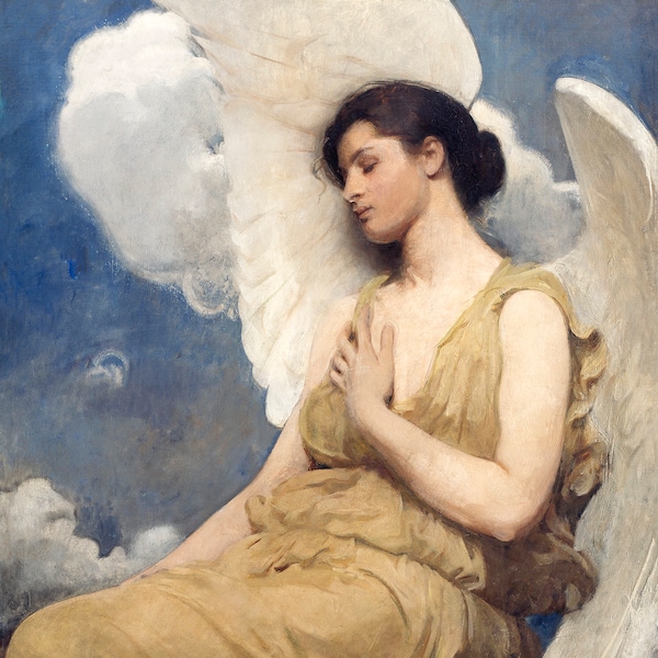 Fabric Panel Angel Fabric Winged Figure (1889) painting Abbott Handerson Thayer. Craft Quilting 100% Cotton Applique  sewing, quilting