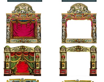 Victorian Paper Theatre Set  SteamPunk ATC/ Altered Art/ Cards Craft/  Digital