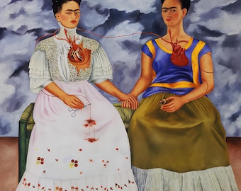 Fabric Panel Portrait of Frida Kahlo Two Frieda's  Self Portrait fabric block  Craft Quilting 100% Cotton Applique