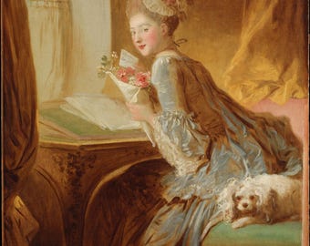 Fabric Panel " The Love Letter" Jean Honour Fragonard  fabric block French Art Fabric 100% cotton  quilt blocks and applique patches