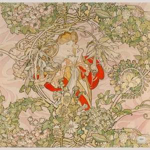 Fabric Panels Alphonse MUCHA  Fabric called Among the Flowers Design  Craft Quilting 100% Cotton Applique quilting