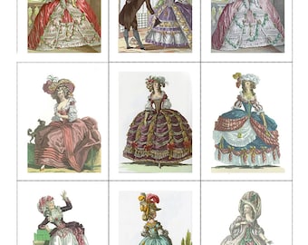 Fabric Panels x9 Marie Antoinette Set of 9  Craft/ Quilting/ 100% Cotton/  Applique
