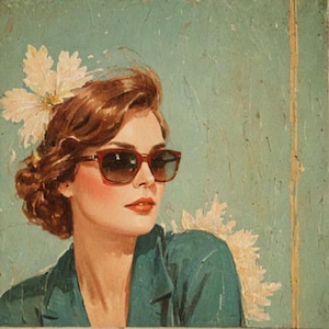 Fabric Panels   Vintage Lady with Glasses Fabric Portrait Quilting, 100% cotton, Applique patch, Craft fabric block