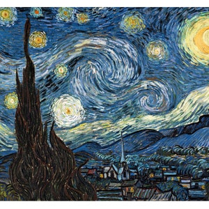 Tkanina słonecznikowaPanele z tkaniny,Vincent Van Gogh, Bloki patchworkowe, Łaty aplikacyjne, Gwiaździsta nocna tkanina rzemieślnicza