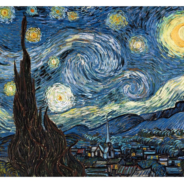 Fabric Panel; Vincent Van Gogh ,Starry Starry Night fabric  Craft/ Quilting/ 100% Cotton/ Applique
