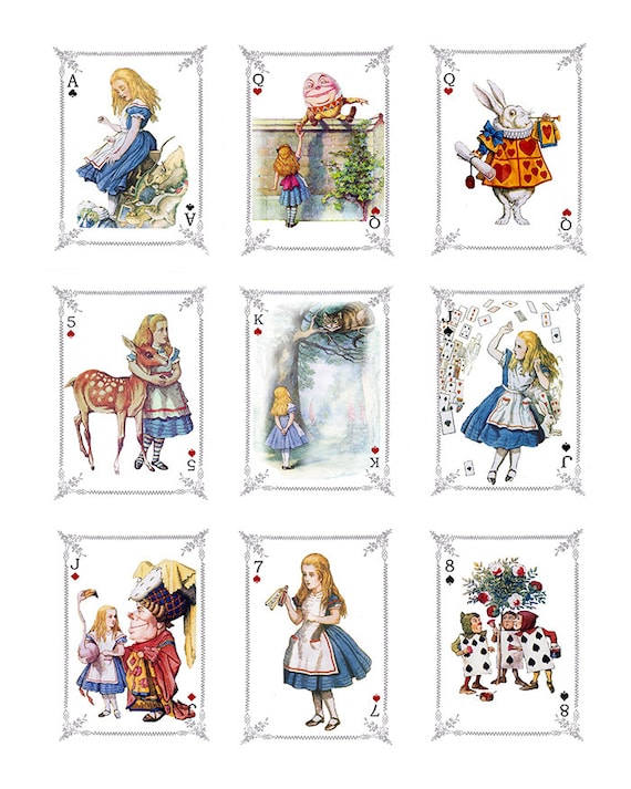 Pannelli Di Tessuto Carte Da Gioco 9 Pannelli Alice Nel Paese Etsy