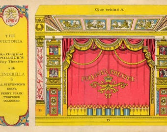 Théâtre de papier victorien / décor de Cendrillon / atc steampunk / art modifié / théâtre de jouets / numérique