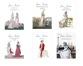 Panneau en tissu ; Couvertures de livres Jane Austen / ATC / Altered Art / Création de cartes / Quilting / 100 % coton / Appliques / Numérique