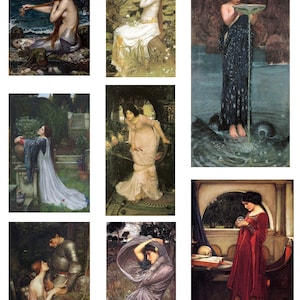 Fabric Panels x 8 panels  John Waterhouse paintings, Quilting, 100% cotton, Applique, Craft,cross stitch pattern