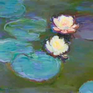 Fabric Panel Claude Monet Water Lillies Claude Monet fabric block French Art Fabric 100% cotton  quilt and applique panels