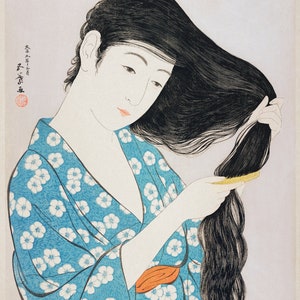 Fabric Panels; Vintage Japanese wood block Geisha Fabric panels  2 Craft/ Quilting/ 100% Cotton/ Applique
