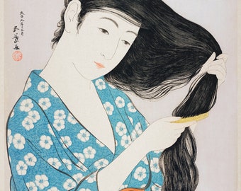 Fabric Panels; Vintage Japanese wood block Geisha Fabric panels  2 Craft/ Quilting/ 100% Cotton/ Applique
