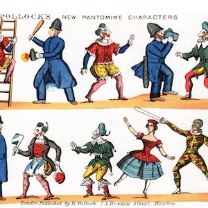 Victoriaans papiertheater / set pantomime-personages / SteamPunk ATC / Altered Art / Ambachtelijke kaarten / Digitaal