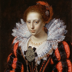Fabric Panel  Old Mastser by Paulus Moreelse More  Called Young Lady  for Applique and crafting