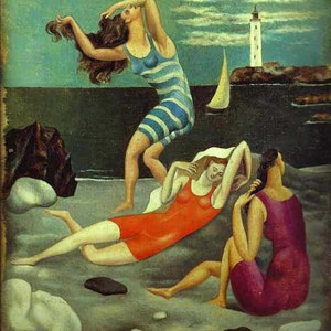 Fabric Panels; Picasso Oil Painting The Bathers  fabric block Craft/ Quilting/ 100% Cotton/ Applique