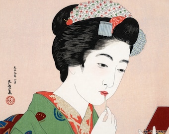 Fabric Panels; Vintage Japanese wood block Geisha Fabric panels 4 Craft/ Quilting/ 100% Cotton/ Applique