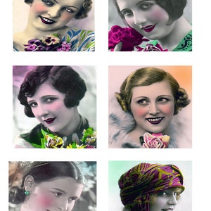 Fabric Panel Set of 6 Vintage Photographs Panels /Altered Art/ Cards Craft/ Quilting/ 100% Cotton/ Applique