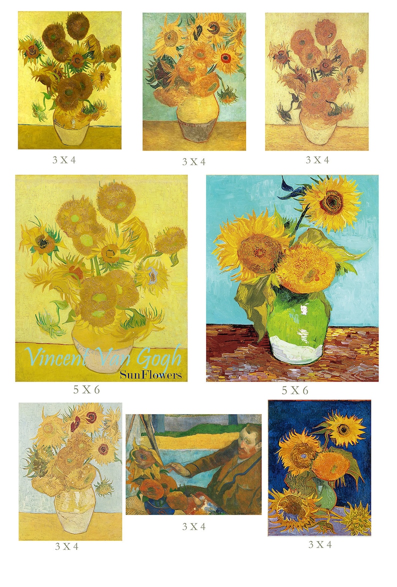 sunflowers Fabric Panel;8 x Vincent Van Gogh Craft Quilting 100/% Cotton Applique