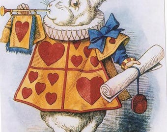 Fabric Panels; Alice In Wonderland John Tenniel Rabbit 100% cotton/ Quilting/ Applique