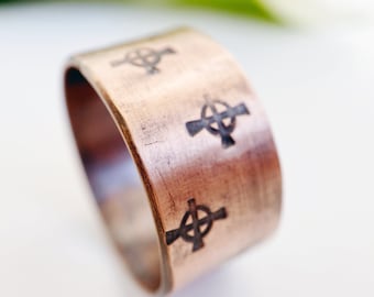 Celtic Hand Stamped Copper Ring for Men