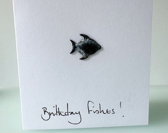 Handmade Birthday Fishes Card, Tropical Fish, Card for Angler, Fish Pun