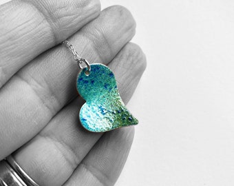 Sterling Silver Heart Pendant in Turquoise Enamel, Special Gift, Gift for Mum