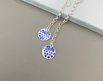 Sapphire Blue Dangle Disc Earrings