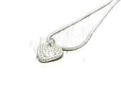 Klobige Sterling Silber Herzanhänger texturiert silbernes Herz Halskette einfach Silberschmuck