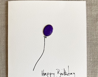 Balloon Happy Birthday Greetings Card - Birthday Card with Enamel Detail