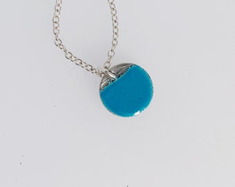 Silver and Teal Enamel Pendant