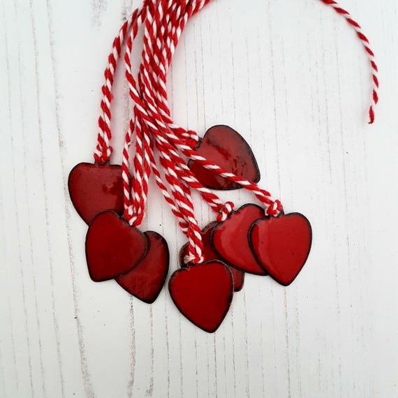Enamel Heart Gift Tag: Rustic Christmas Wrapping, Wedding Favour Decoration