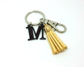 Mahagoni braun Emaille Bag Charm Brief Keyring Initial bin 