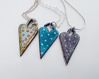 Jewellery Gift for Birthday - Whimsical Enamel Heart Necklace - Colourful Boho Pendant - Festival accessory