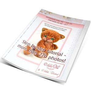 PDF tutorial  and pattern teddy cat Adi 6.1", make teddy, master class, step by step sewing instruction, instant download, workshop kitten