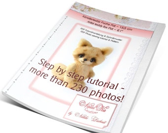 PDF naai-instructies en naaipatroon Teddy Fox Pat 15,5 cm, stap voor stap instructies, teddycursus, direct downloaden, naai-instructies