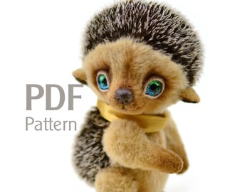 Pattern teddy hedgehog Pim 6.1 in, artist teddy hedgehog pattern, PDF pattern hedgehog, ePattern, sewing pattern, hedgehog pattern