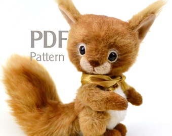 PDF pattern artist teddy squirrel Rani 6.1 in, ePattern, squirrel patter, stuffed animal pattern, stuffed toy pattern, Instant Download