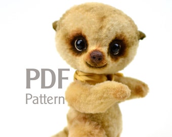 PDF Pattern artist teddy suricate Flori, ePattern, instant download, meercat pattern, sew teddy, make artist teddy,