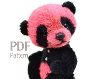 PDF naaipatroon Teddy Panda Kuan 15,5 cm, digitaal naaipatroon, teddybeer naaipatroon, PDF Panda, naai Teddy Panda zelf