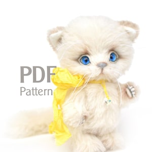 PDF pattern artist teddy kitten Fluffy 6.1", make teddy cat, sewing pattern, kitten pattern, artist cat pattern, sew kitten, do it yourself